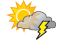 Partly sunny and humid with a couple of showers and a thunderstorm, mainly later